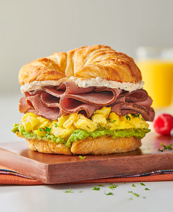 roast beef breakfast croissant sandwich